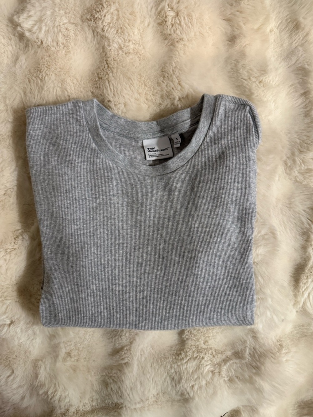 Aritzia Gray Ribbed Crewneck Top